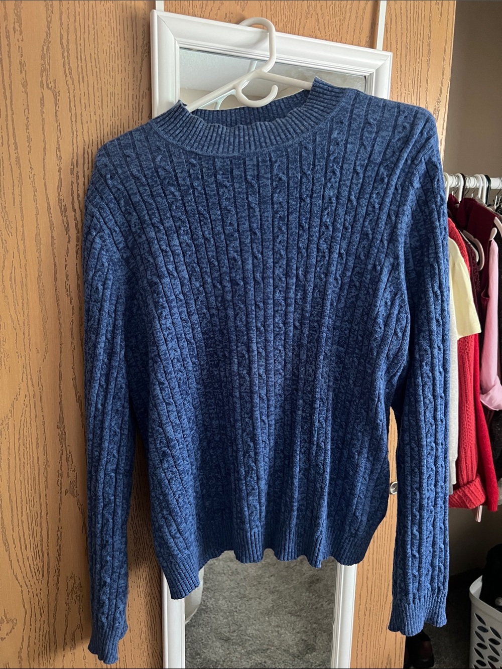 Studio Works Navy Ribbed Crew Sweater